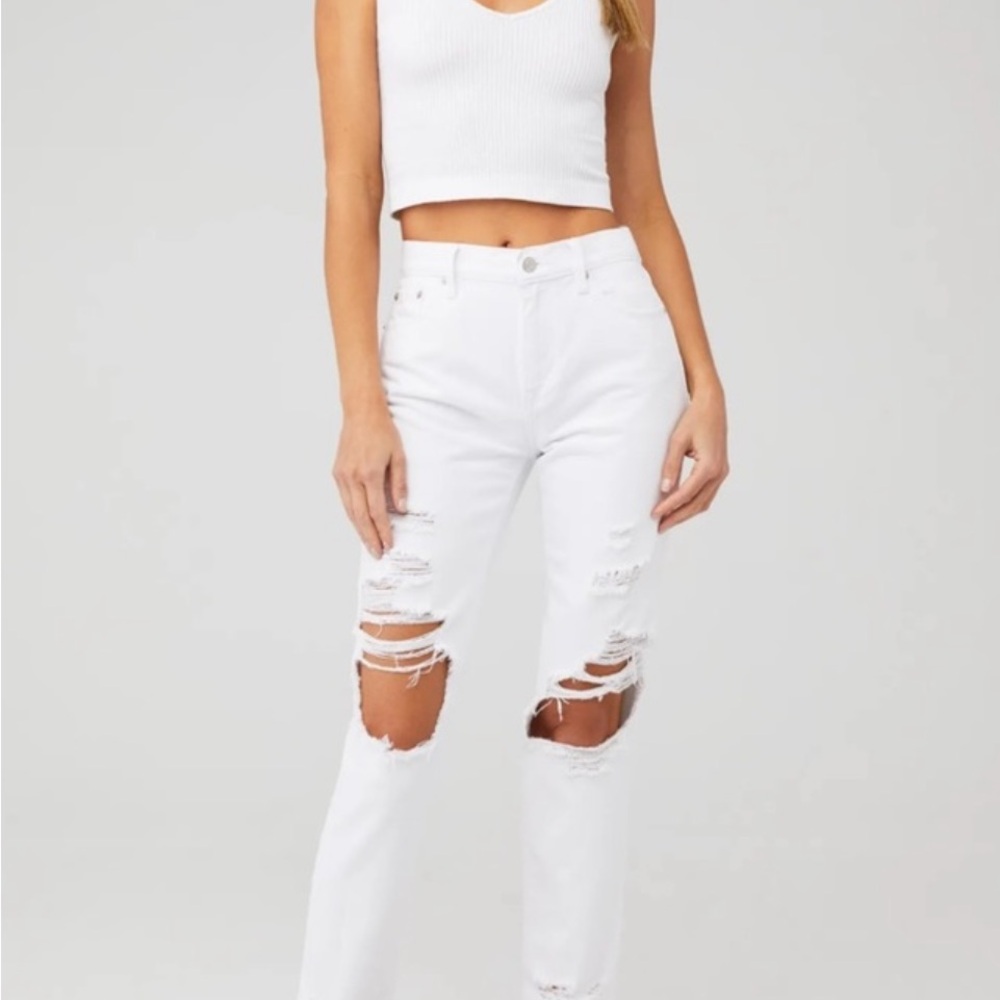 Pistola White Distressed Straight Leg Jean